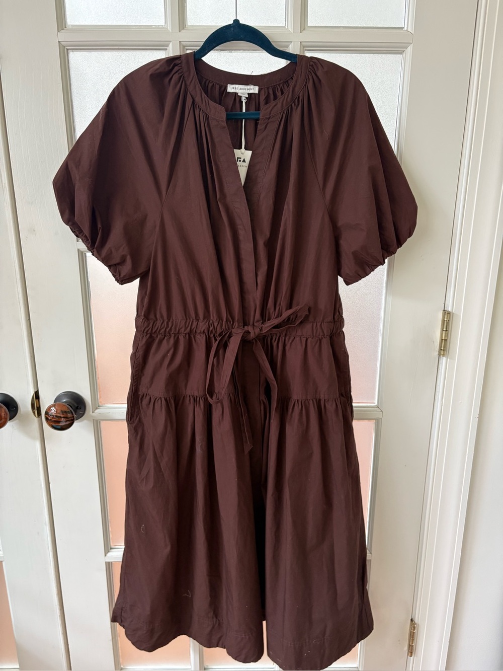 Women’s Brown Tie-Waist Midi Dress